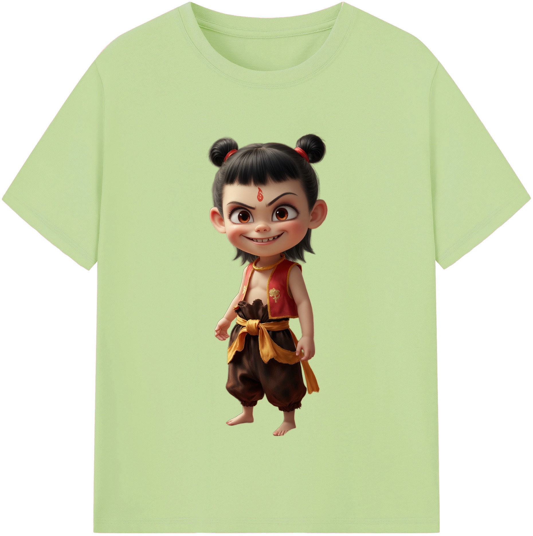 （画像用） Ne Zha 2 ナタ 魔童の大暴れ 綿100％半袖Tシャツ（フロントプリント）